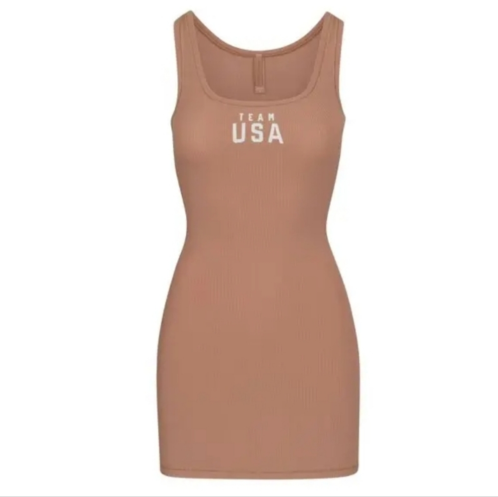 Skims Team USA Olympic Capsule Tank Ribbed Casual Dress/ Sienna/XXS, 2X